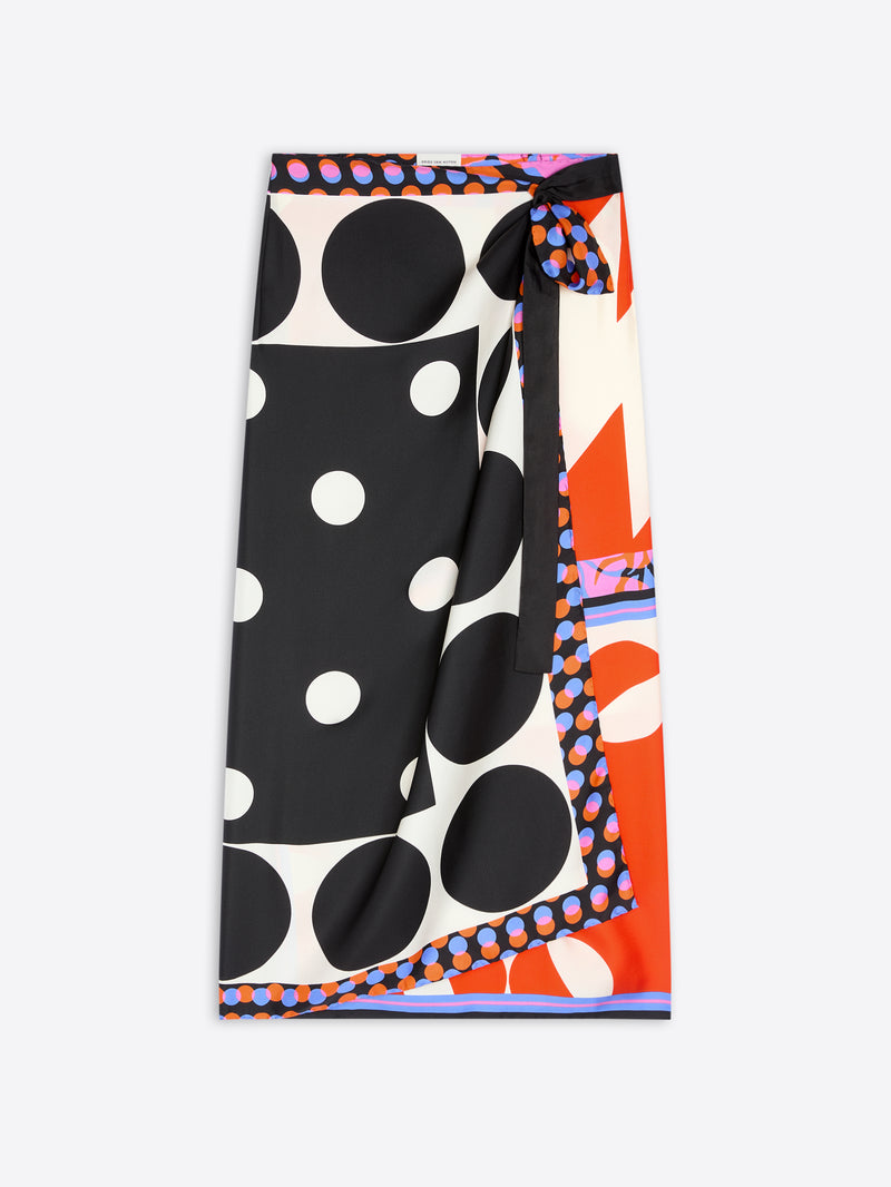 Scarf with black polka dot pattern on a white background - Dries Van Noten