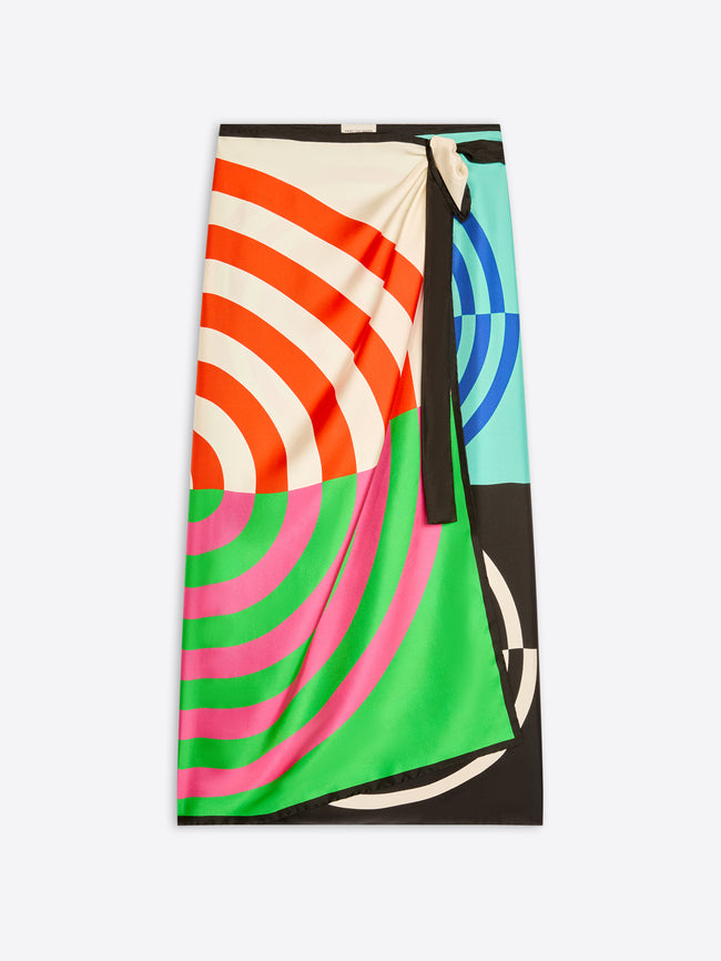 Colorful geometric patterned skirt on a white background - Dries Van Noten