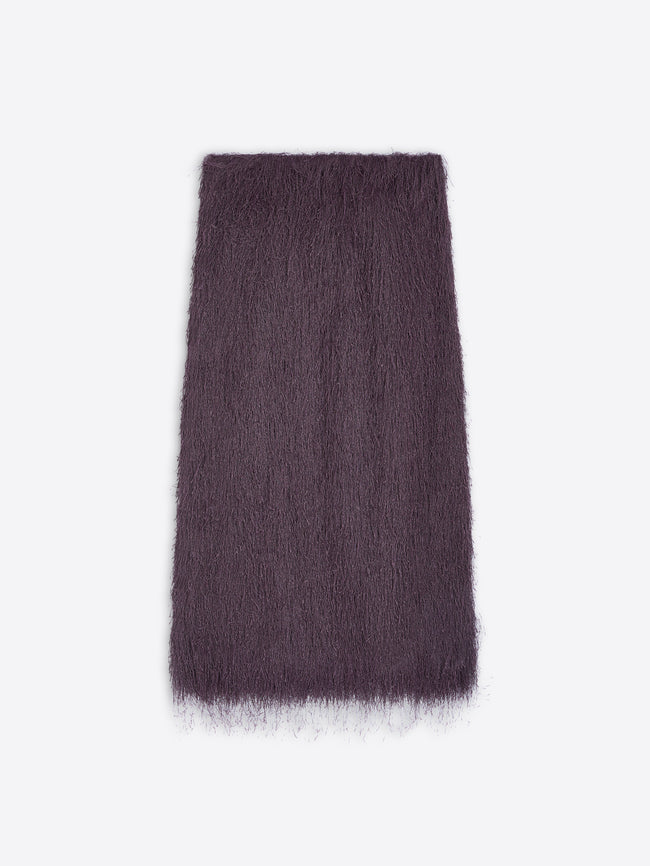 Dark gray fluffy skirt on a white background - Dries Van Noten