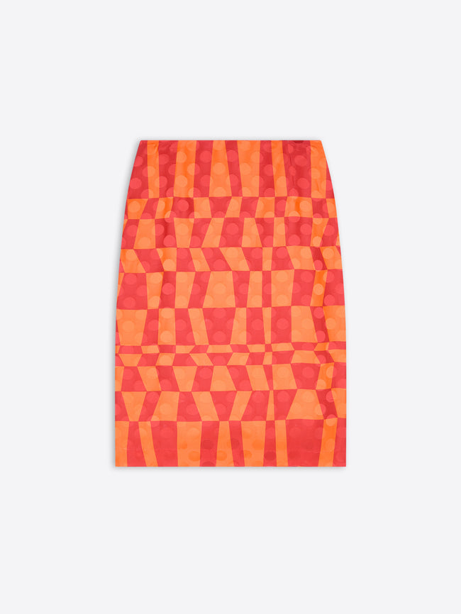 Colorful geometric patterned skirt on a white background - Dries Van Noten