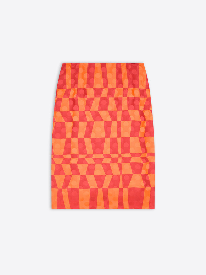 Colorful geometric patterned skirt on a white background - Dries Van Noten