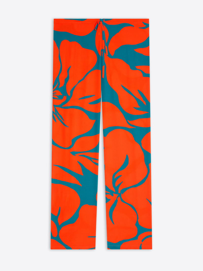 Yoga mat with orange and blue leaf pattern on a white background - Dries Van Noten