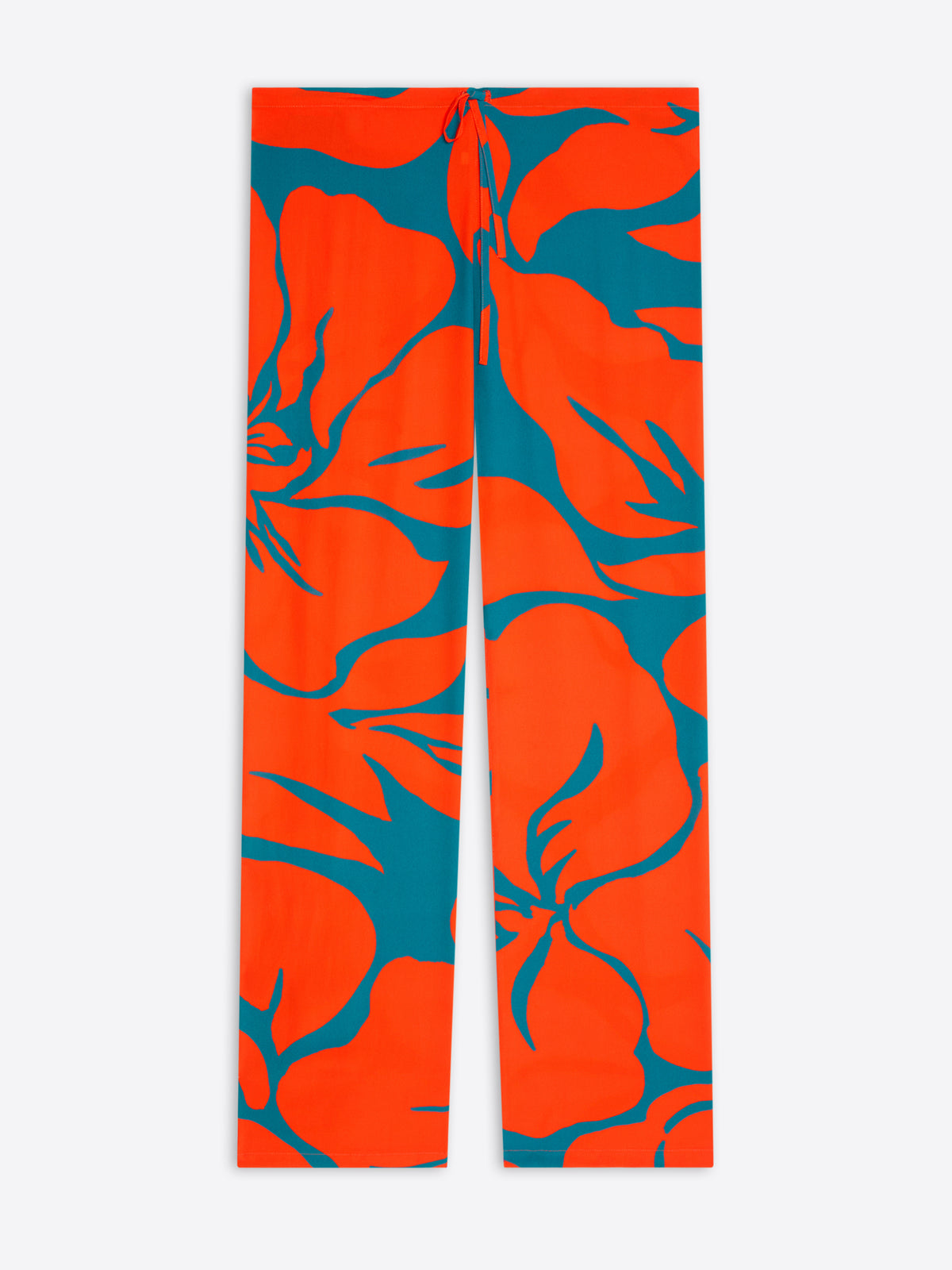 Yoga mat with orange and blue leaf pattern on a white background - Dries Van Noten