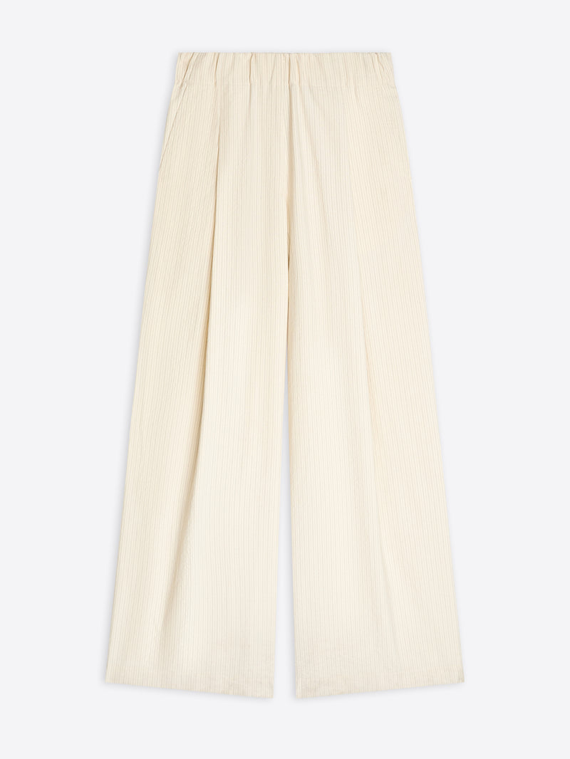Beige wide-leg pants on a white background - Dries Van Noten