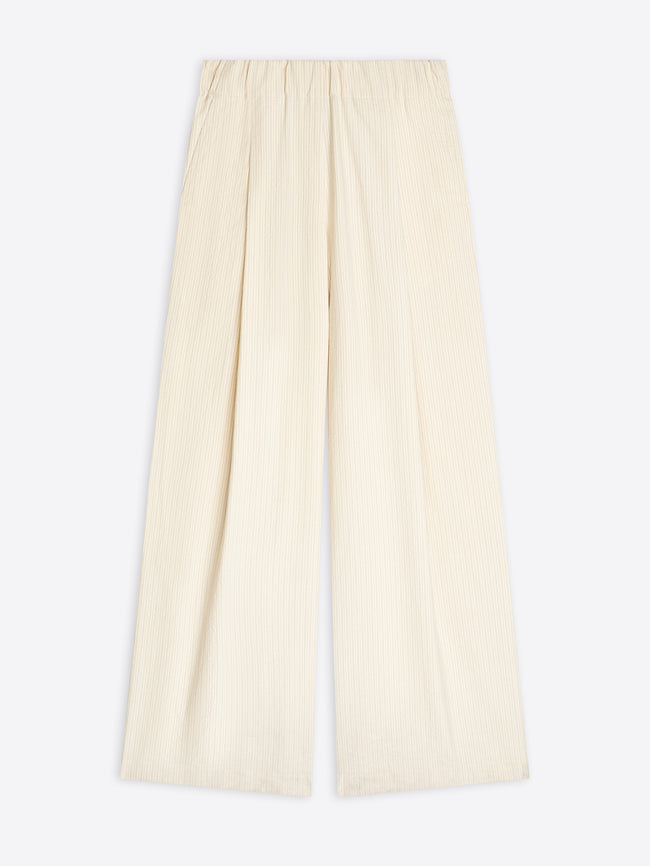 Beige wide-leg pants on a white background - Dries Van Noten