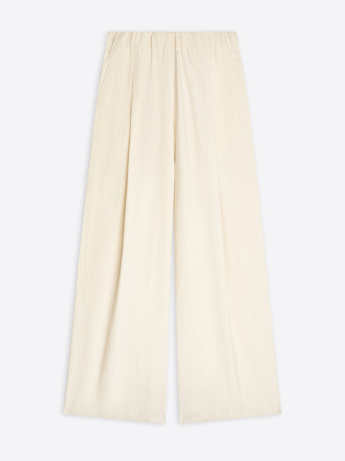 Beige wide-leg pants on a white background - Dries Van Noten