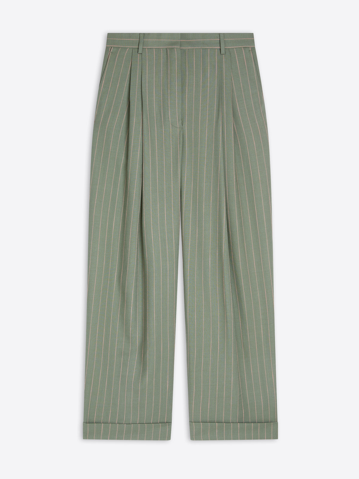Green striped pants on a white background - Dries Van Noten