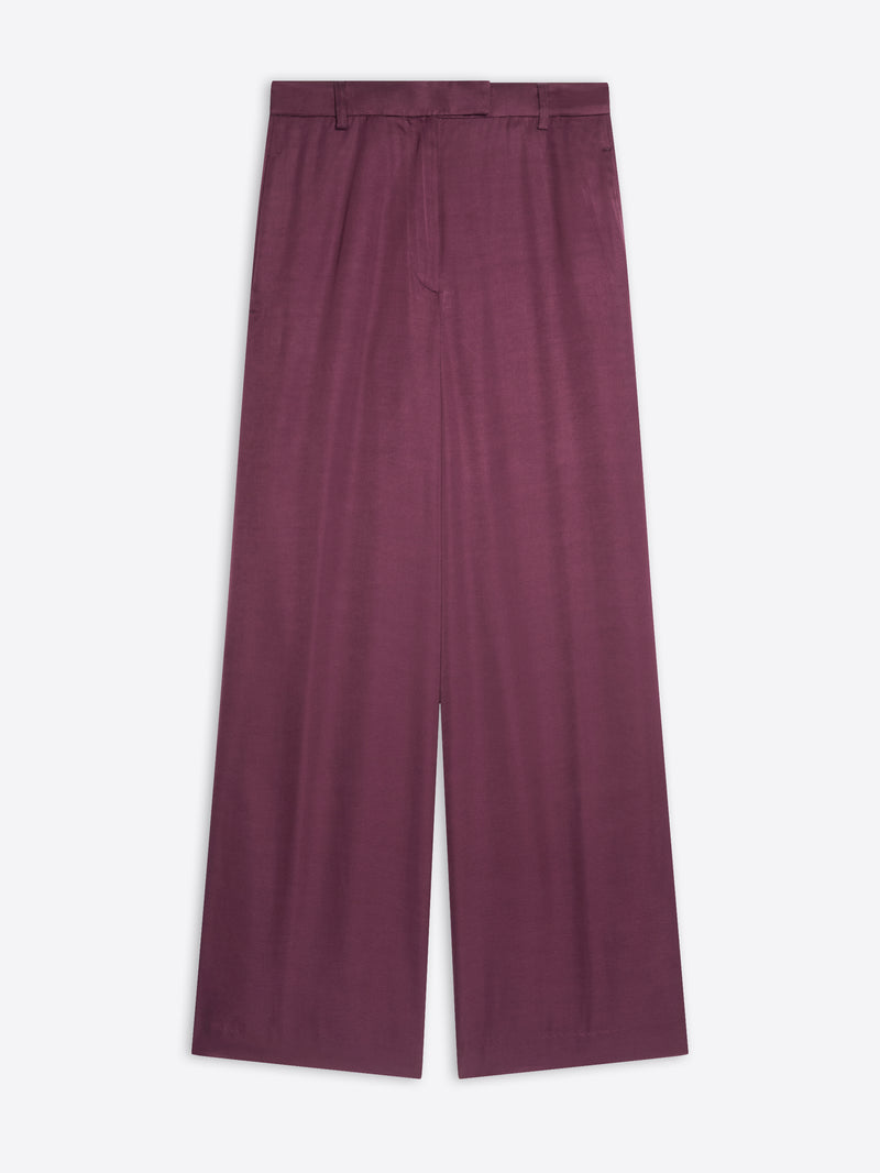 Maroon wide-leg pants on a white background - Dries Van Noten