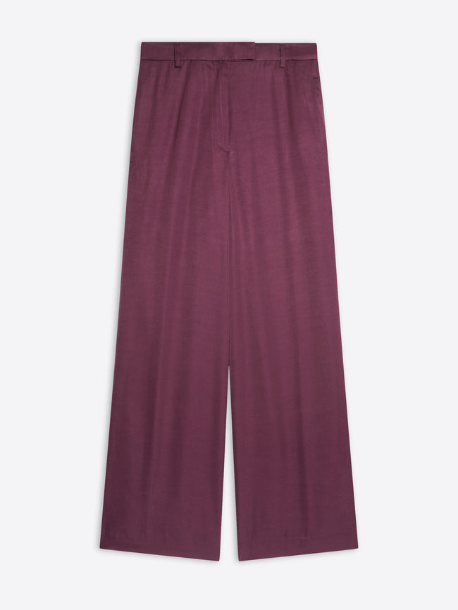 Maroon wide-leg pants on a white background - Dries Van Noten