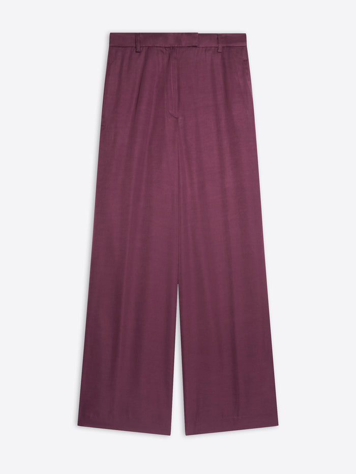 Maroon wide-leg pants on a white background - Dries Van Noten