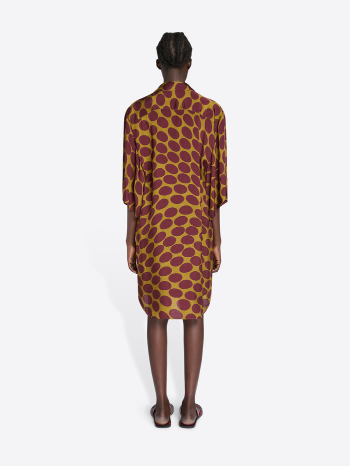 Person wearing a patterned dress on a white background - Dries Van Noten