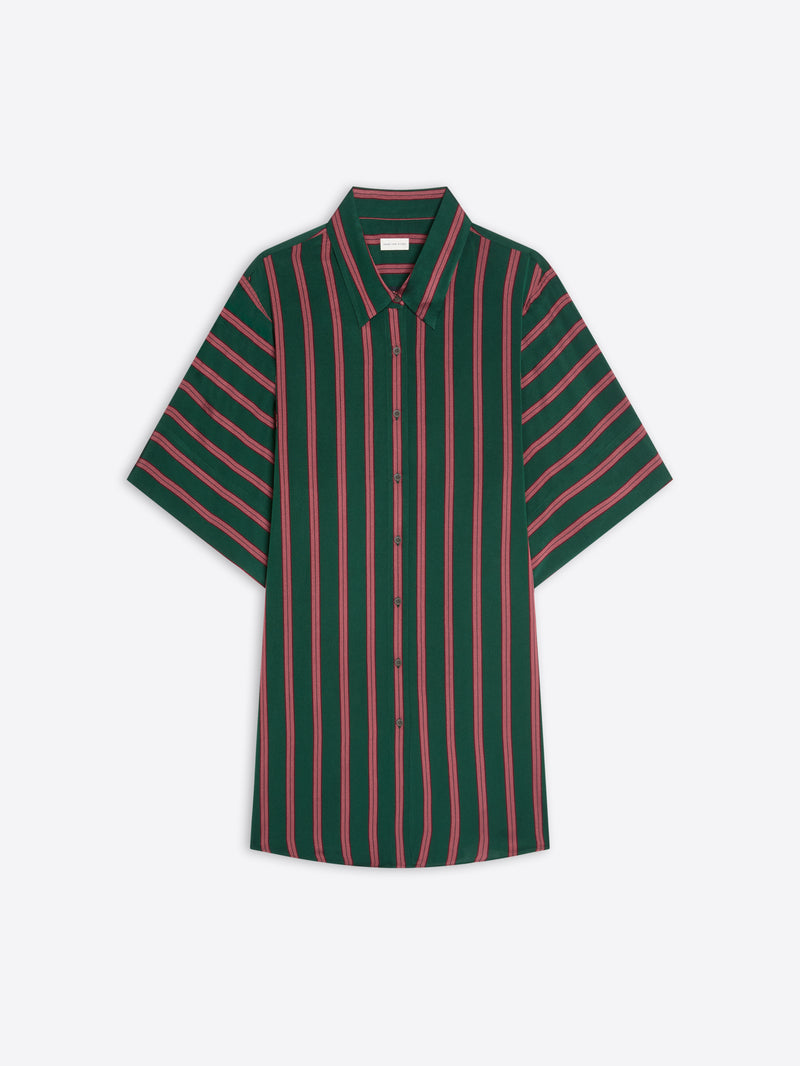 Green and red striped shirt on a white background - Dries Van Noten