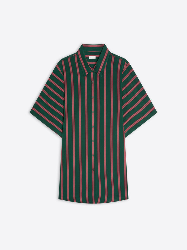 Green and red striped shirt on a white background - Dries Van Noten