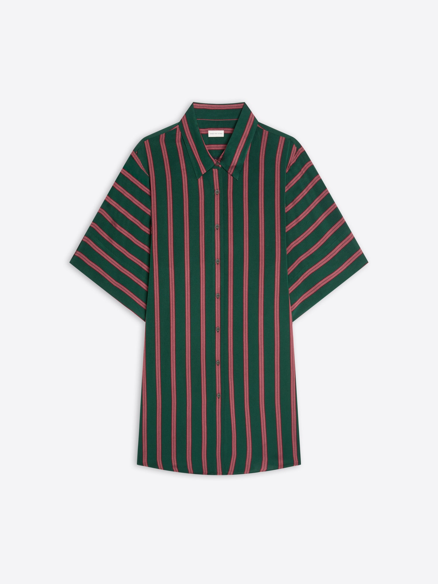 Green and red striped shirt on a white background - Dries Van Noten