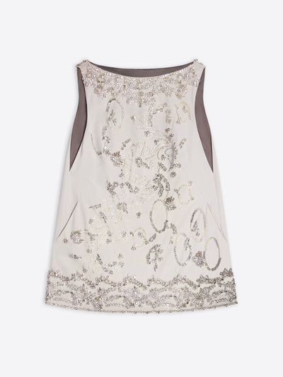 Sleeveless top with floral pattern on a white background - Dries Van Noten