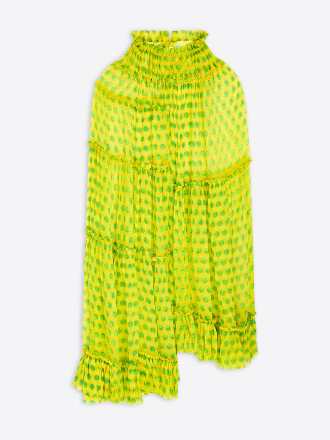 Yellow patterned dress on a white background - Dries Van Noten