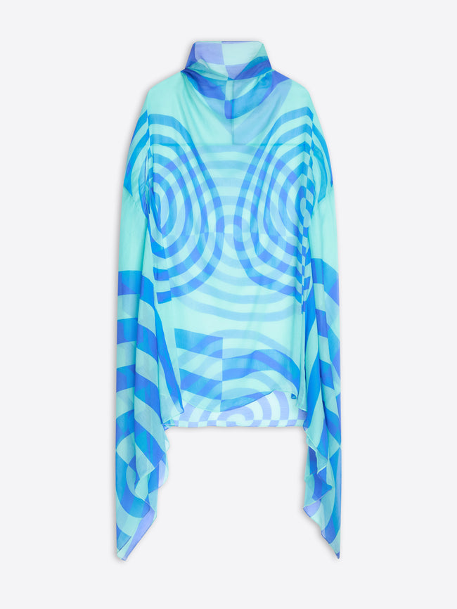 Blue and green patterned dress on a white background - Dries Van Noten