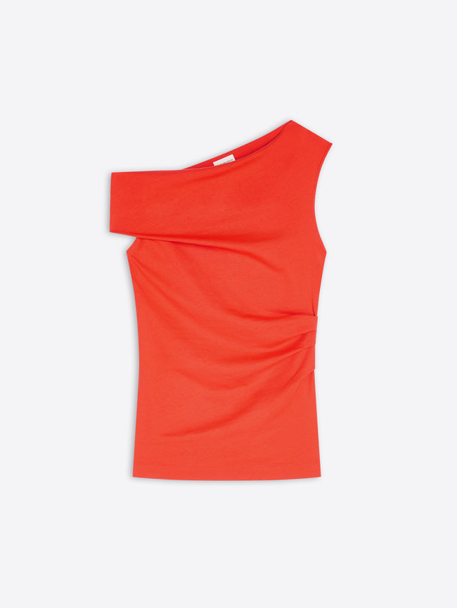 Orange one-shoulder top on a white background - Dries Van Noten