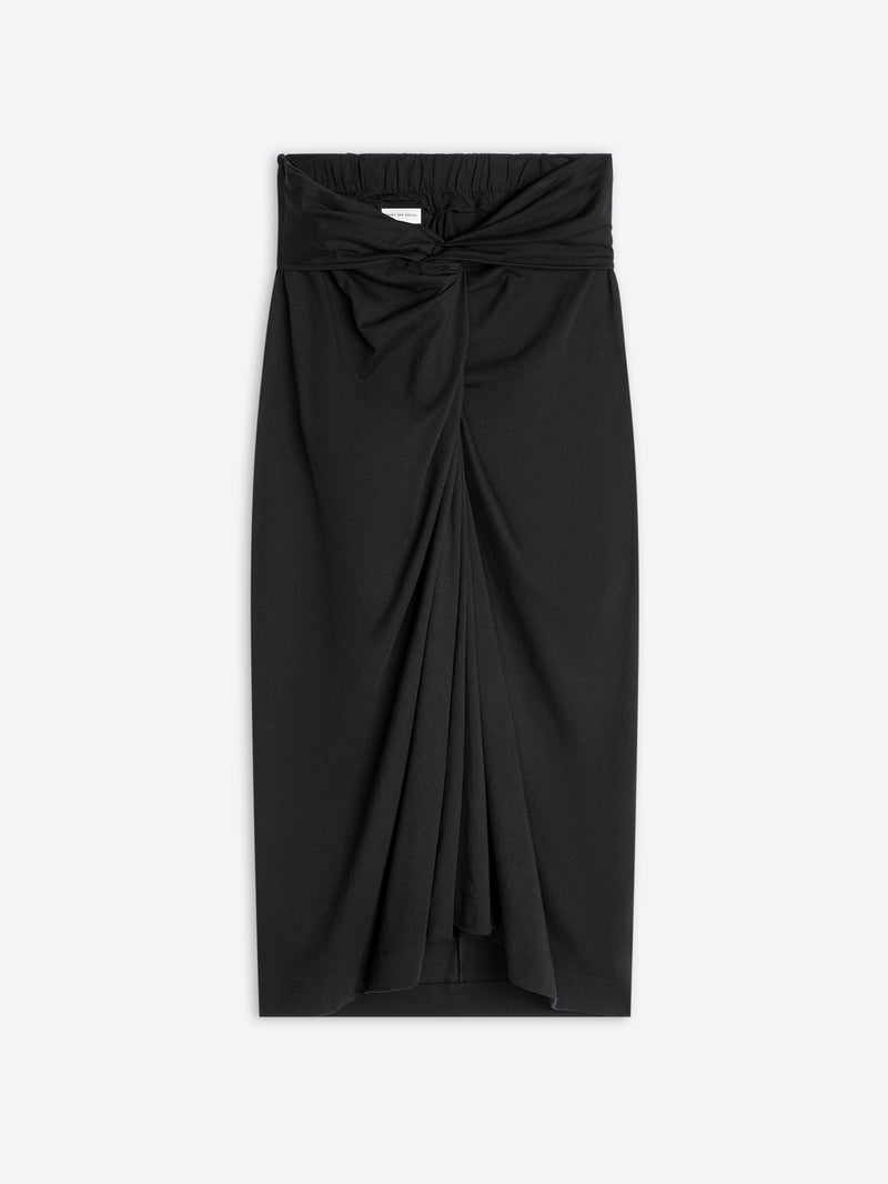 Black draped skirt on a white background - Dries Van Noten