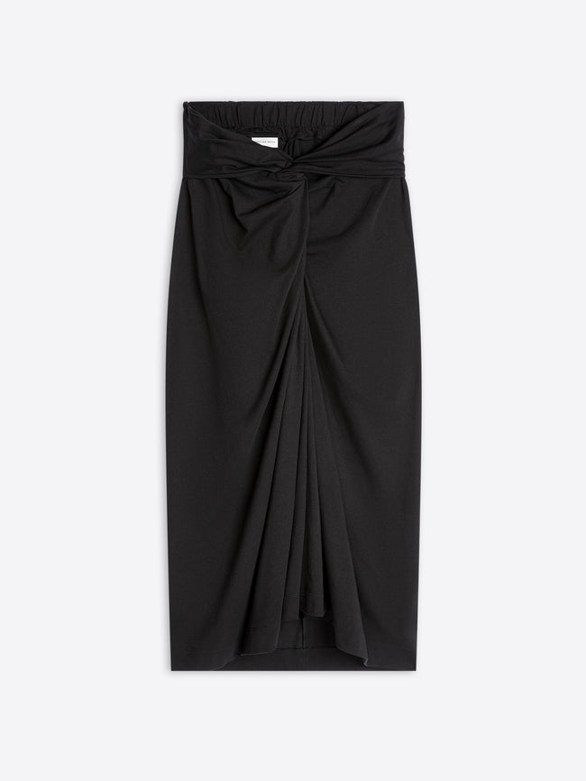 Black draped skirt on a white background - Dries Van Noten