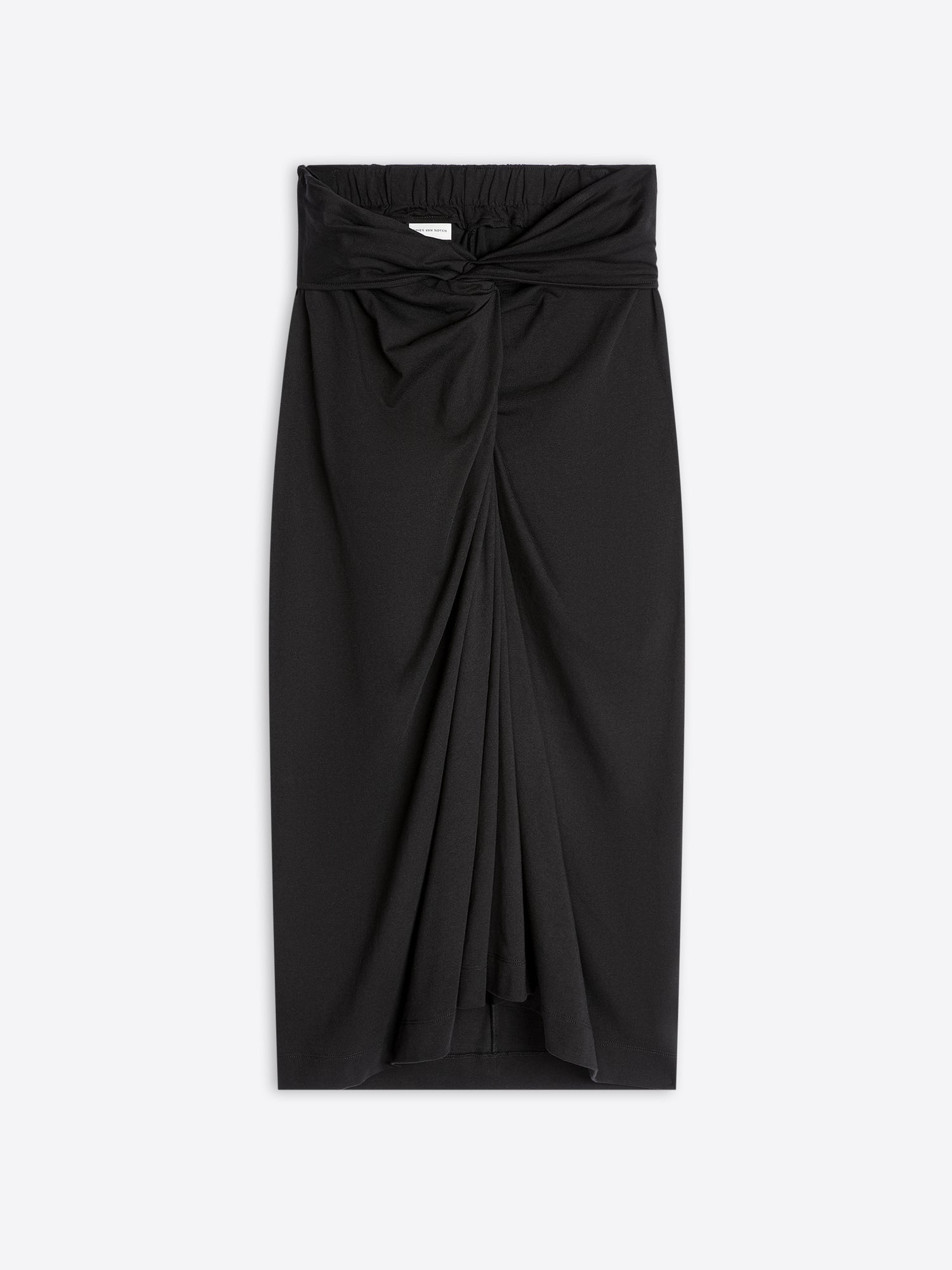 Black draped skirt on a white background - Dries Van Noten