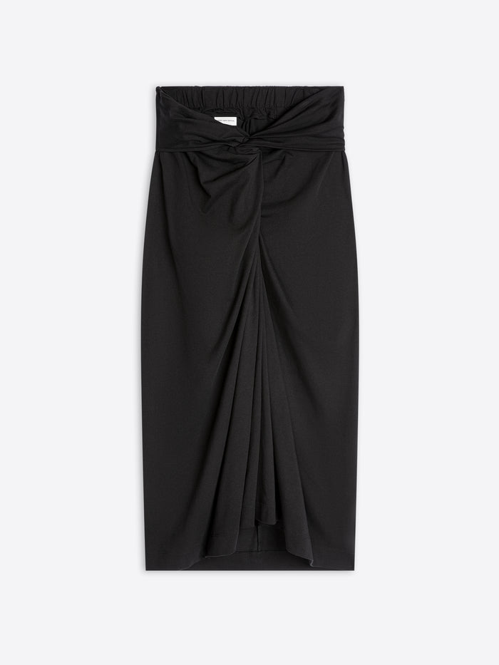 Black draped skirt on a white background - Dries Van Noten