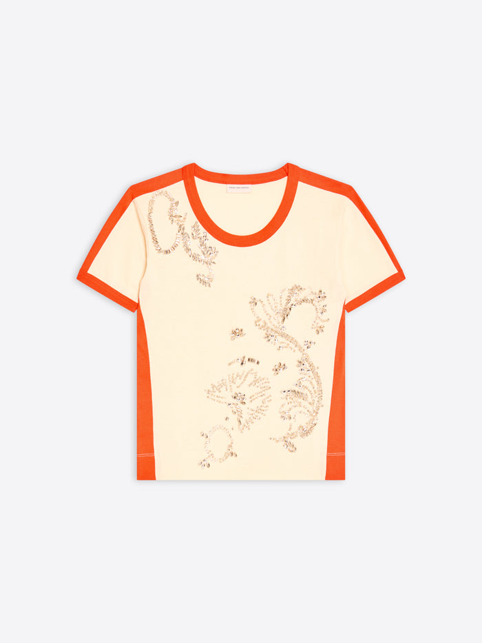 T-shirt with orange trim on a white background - Dries Van Noten