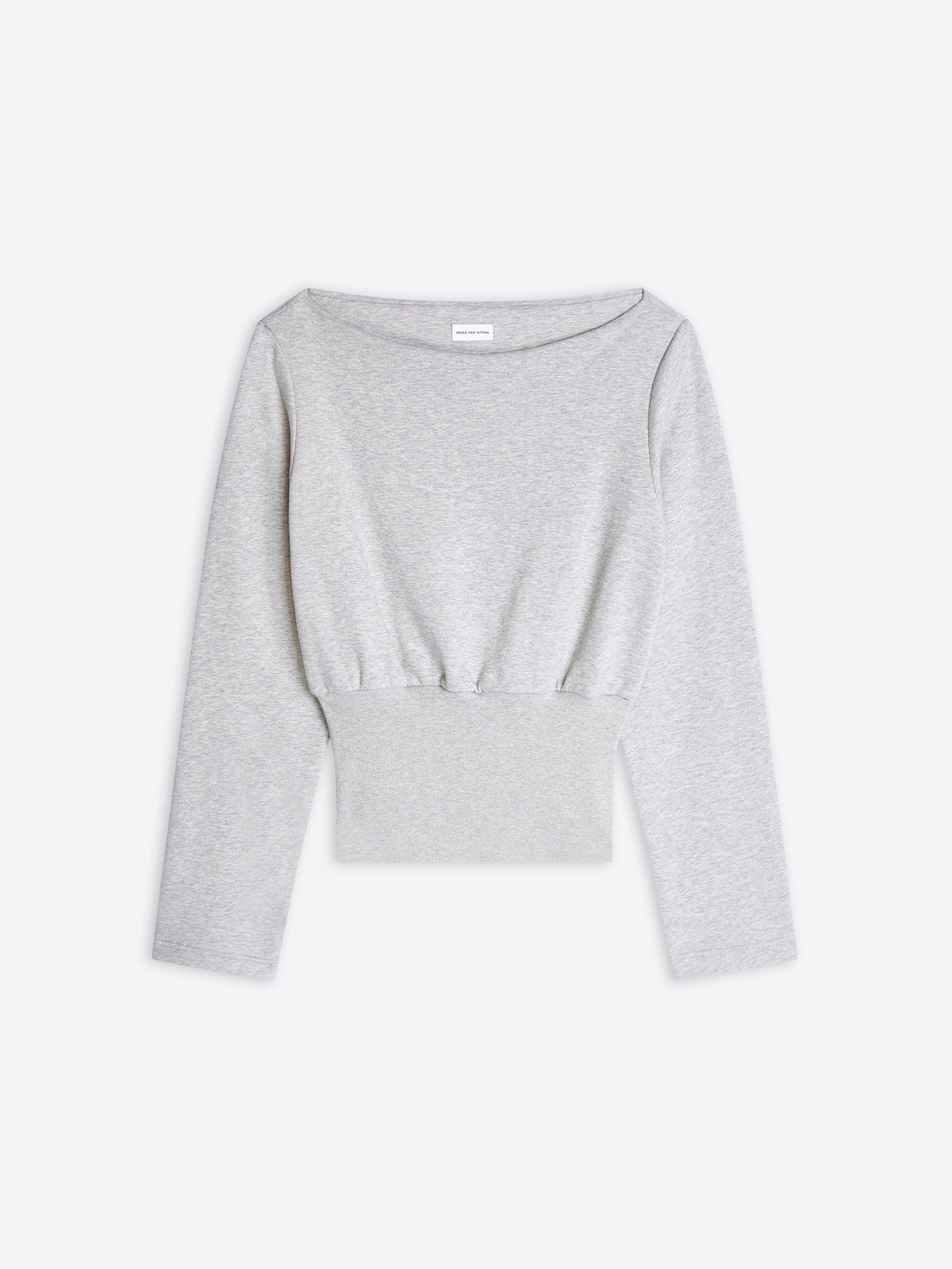 Gray long-sleeve crop top on a white background - Dries Van Noten