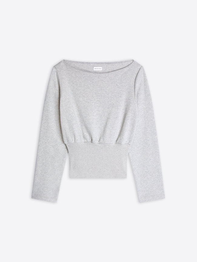 Gray long-sleeve crop top on a white background - Dries Van Noten