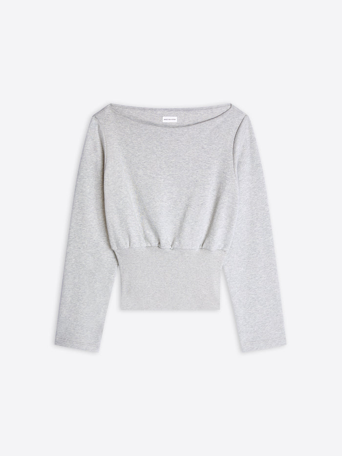 Gray long-sleeve crop top on a white background - Dries Van Noten