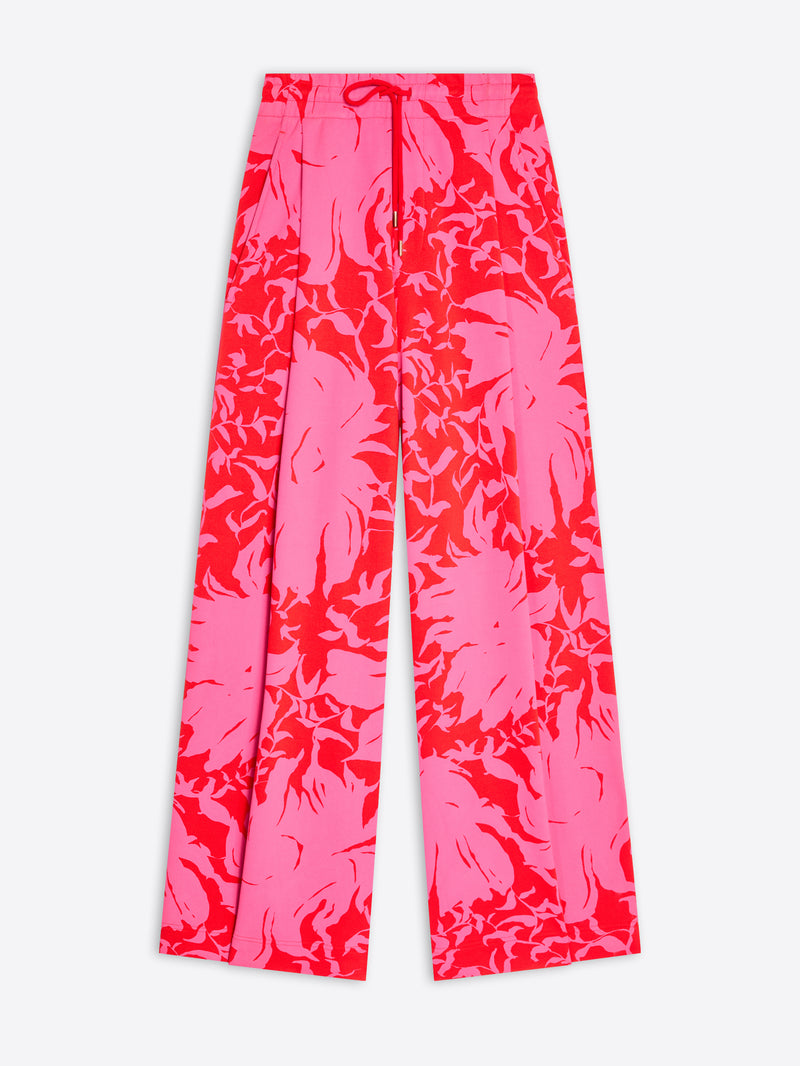 Pink floral-patterned pants on a white background - Dries Van Noten