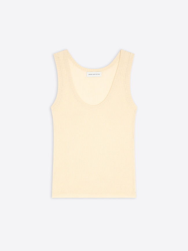 Light yellow tank top on a white background - Dries Van Noten