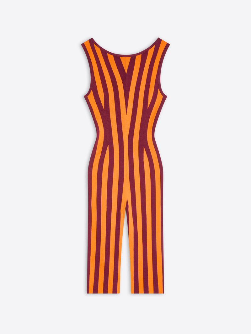 Orange and red striped jumpsuit on a white background - Dries Van Noten