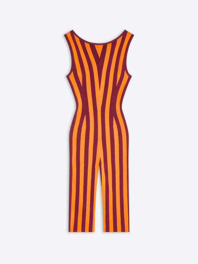 Orange and red striped jumpsuit on a white background - Dries Van Noten