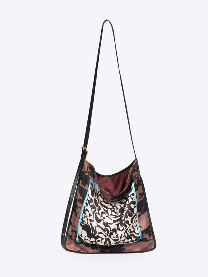 Patterned handbag with a shoulder strap on a white background - Dries Van Noten