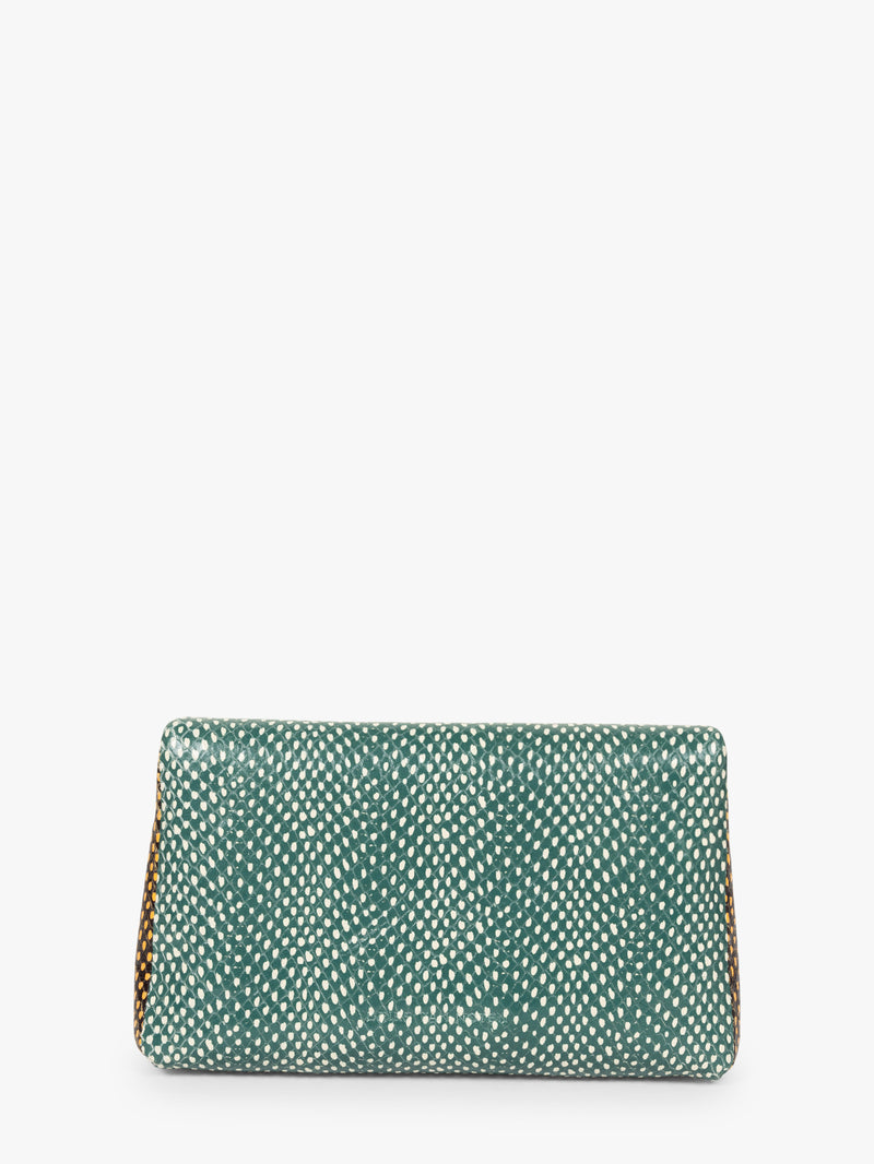 Green textured clutch bag on a white background - Dries Van Noten