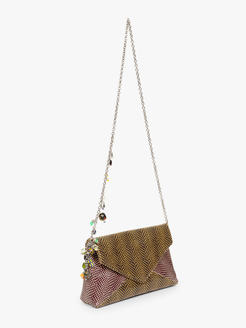 Multicolored handbag with a chain strap on a white background - Dries Van Noten