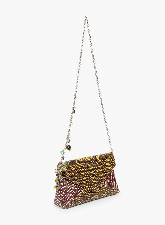 Multicolored handbag with a chain strap on a white background - Dries Van Noten