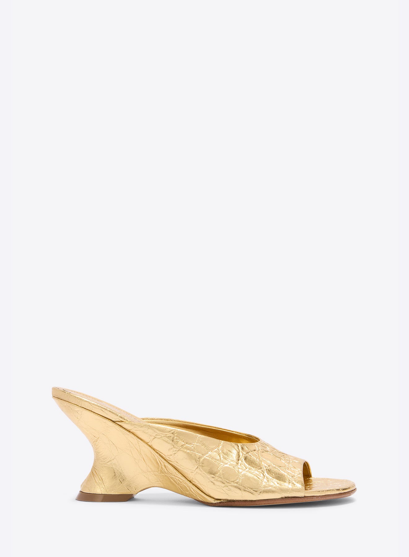 Gold open-toe shoe on a white background - Dries Van Noten