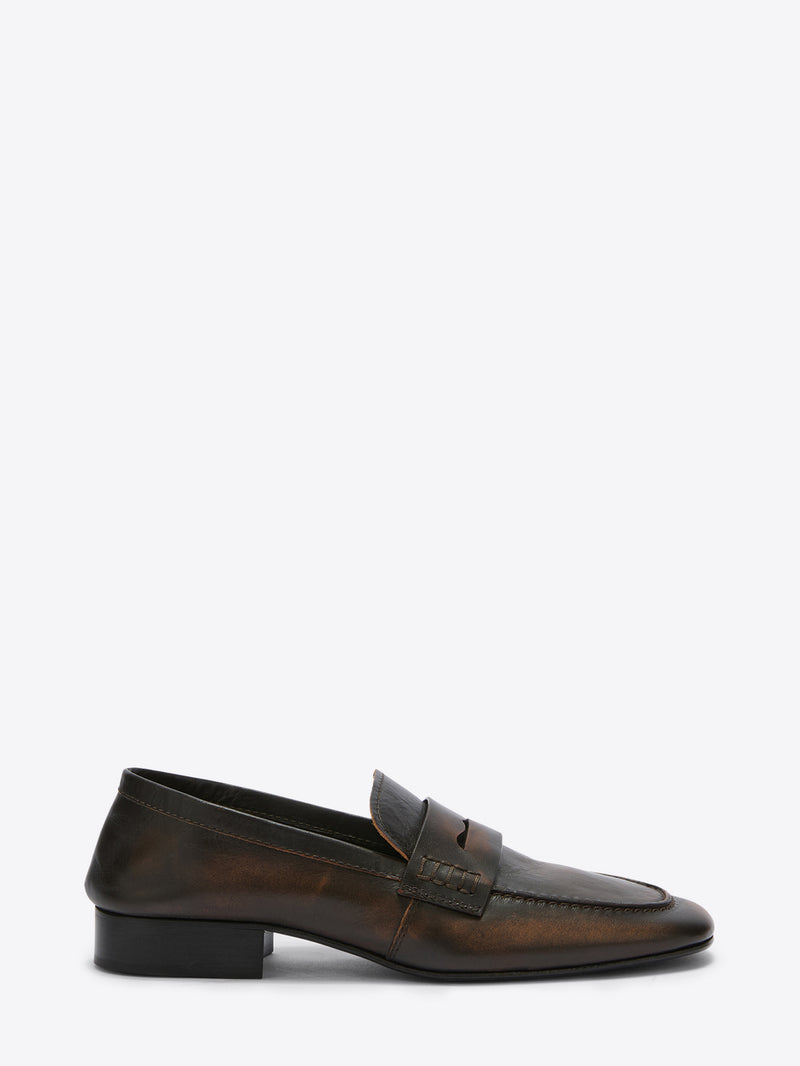 Brown leather loafer on a white background - Dries Van Noten