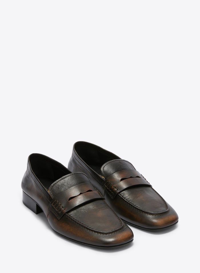 Pair of brown loafers on a white background - Dries Van Noten
