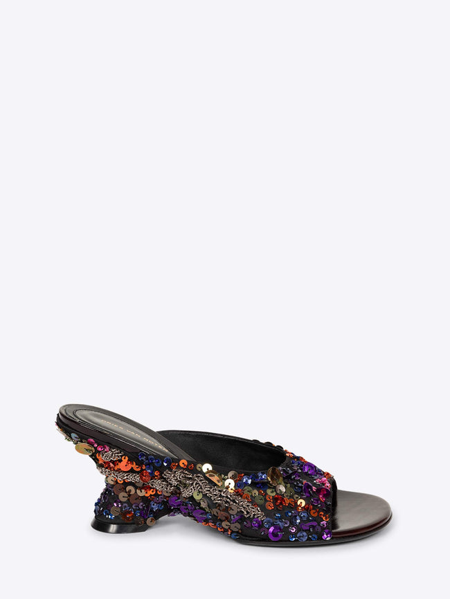 Multicolored sequin sandal on a white background - Dries Van Noten