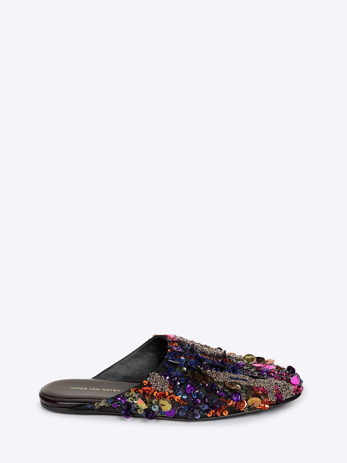 Multicolored embellished slipper on a white background - Dries Van Noten