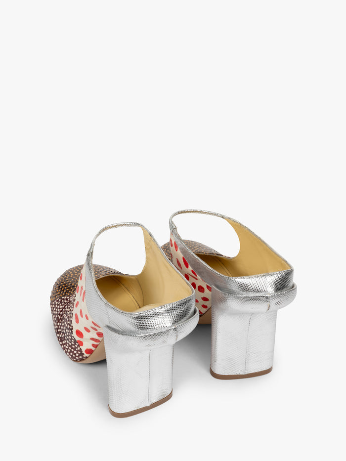 Silver wedge sandals with open-toe design on a white background - Dries Van Noten