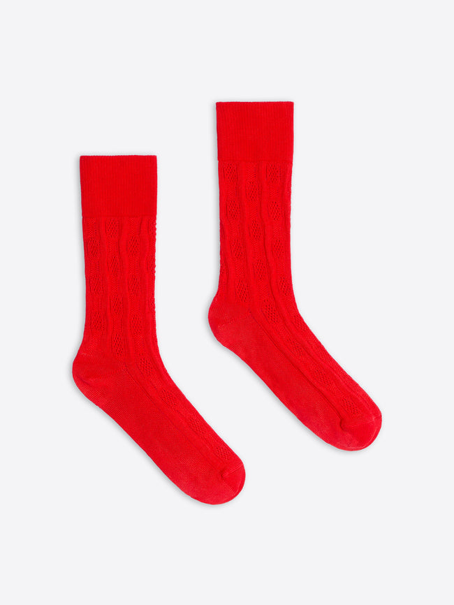 Pair of red socks on a white background - Dries Van Noten