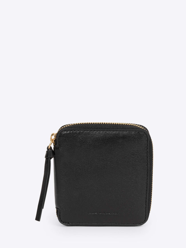 Black leather wallet with a gold zipper on a white background - Dries Van Noten
