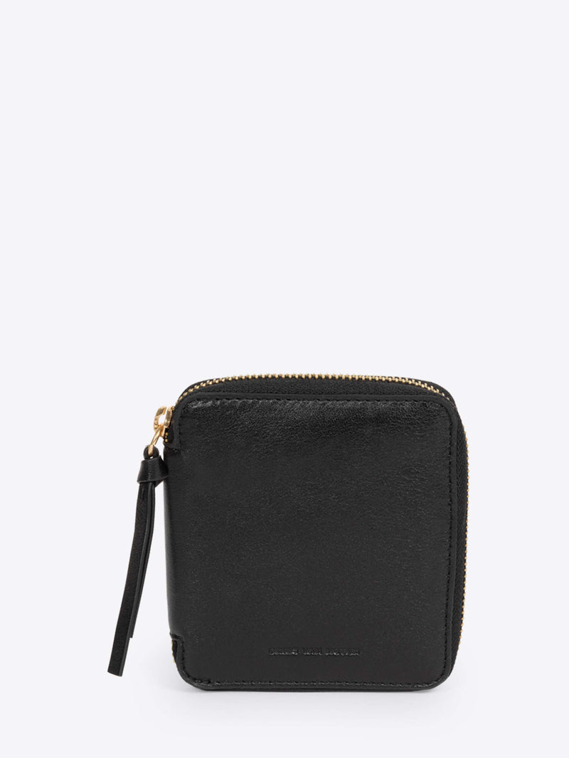 Black leather wallet with a gold zipper on a white background - Dries Van Noten