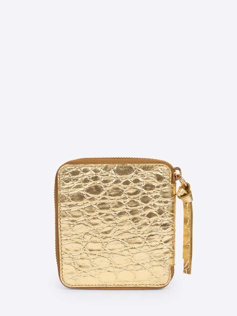 Gold textured wallet on a white background - Dries Van Noten