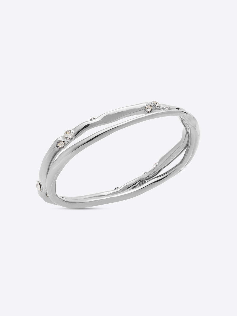 Silver bracelet with small stones on a white background - Dries Van Noten