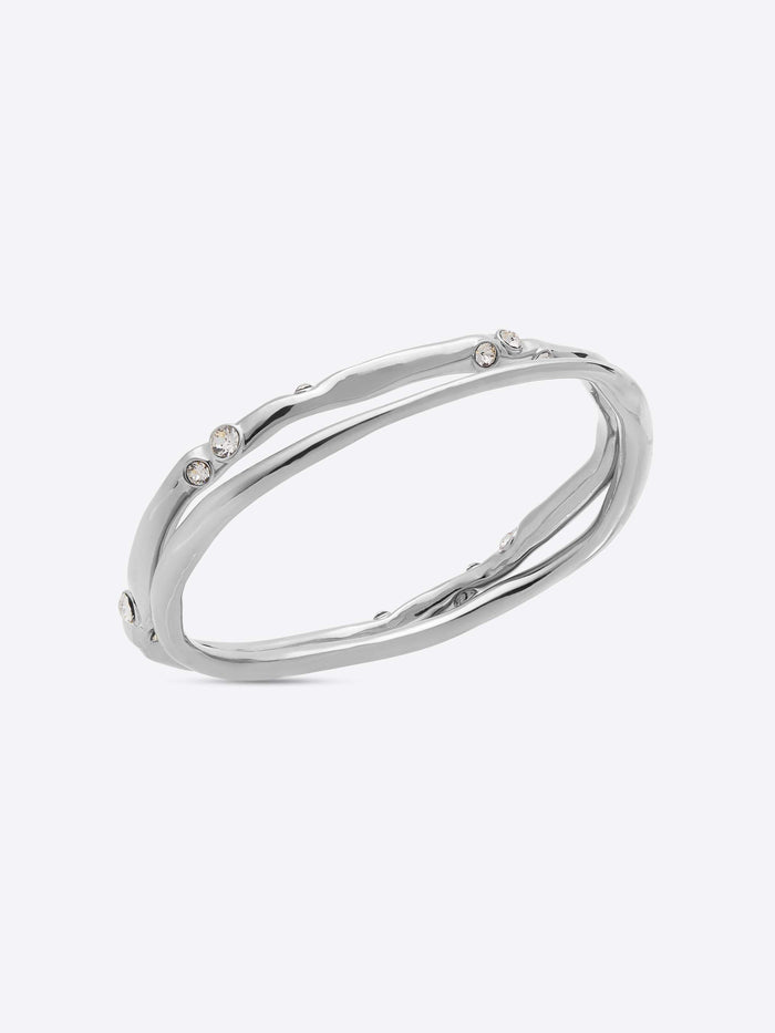 Silver bracelet with small stones on a white background - Dries Van Noten
